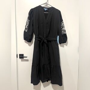 Draper James New Midi Black Embroidered Dress